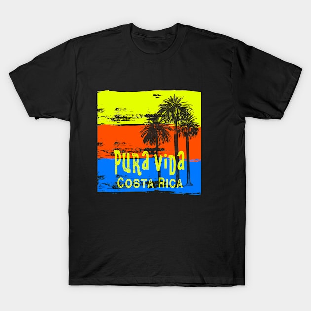 Costa Rica Pura Vida Retro with Palm Tree T-Shirt by tropicalteesshop